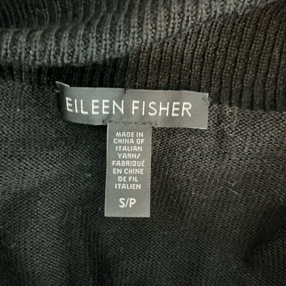 Eileen Fisher Merino Wool Tunic Sweater Asymmetrical Hem Black Size S - Picture 6 of 7